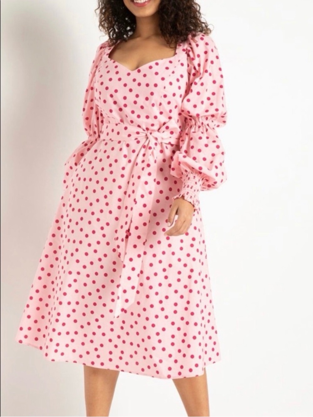 ELOQUII pink and red polka dot midi dress - size 24
